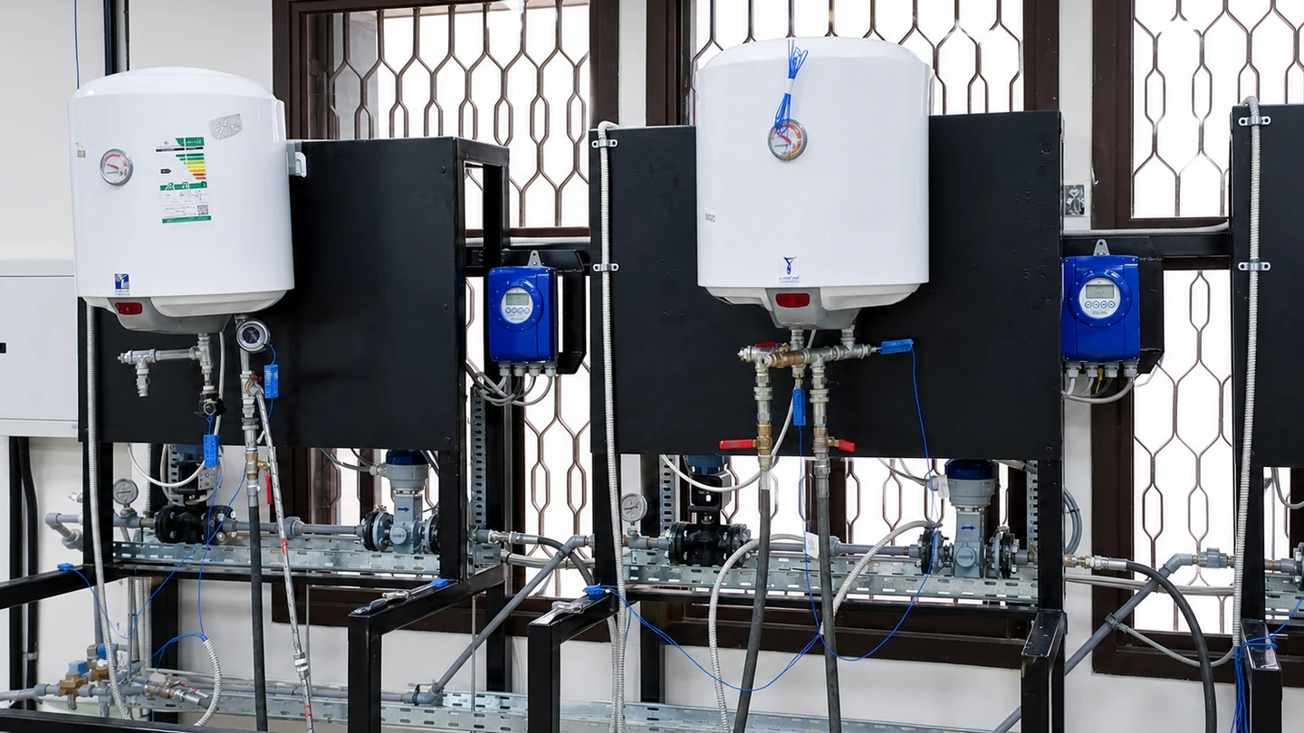 Instantaneous water heater test stations with laboratory instrumentation
